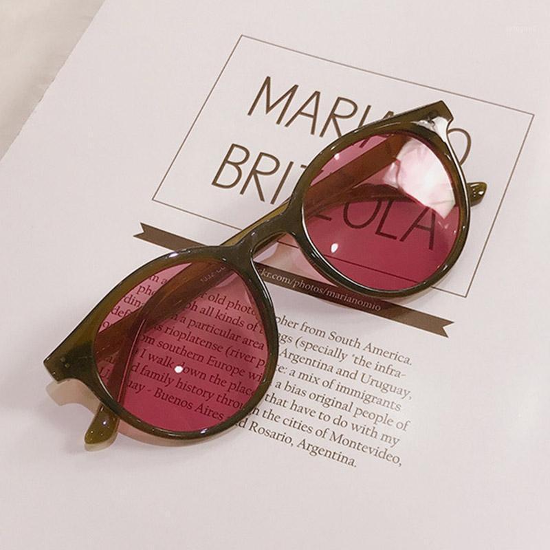 

Sunglasses Round Brand Women 2021 Fashion Green Red Shades Men Retro Luxury Cat Eye Sun Glasses Female UV4001