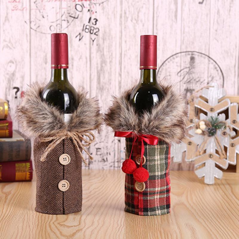 

Red Wine Bottle Cover Christmas Bow Wine Case Christmas Clothes Shaped Cover Restaurant Decoration Arrangement Props1
