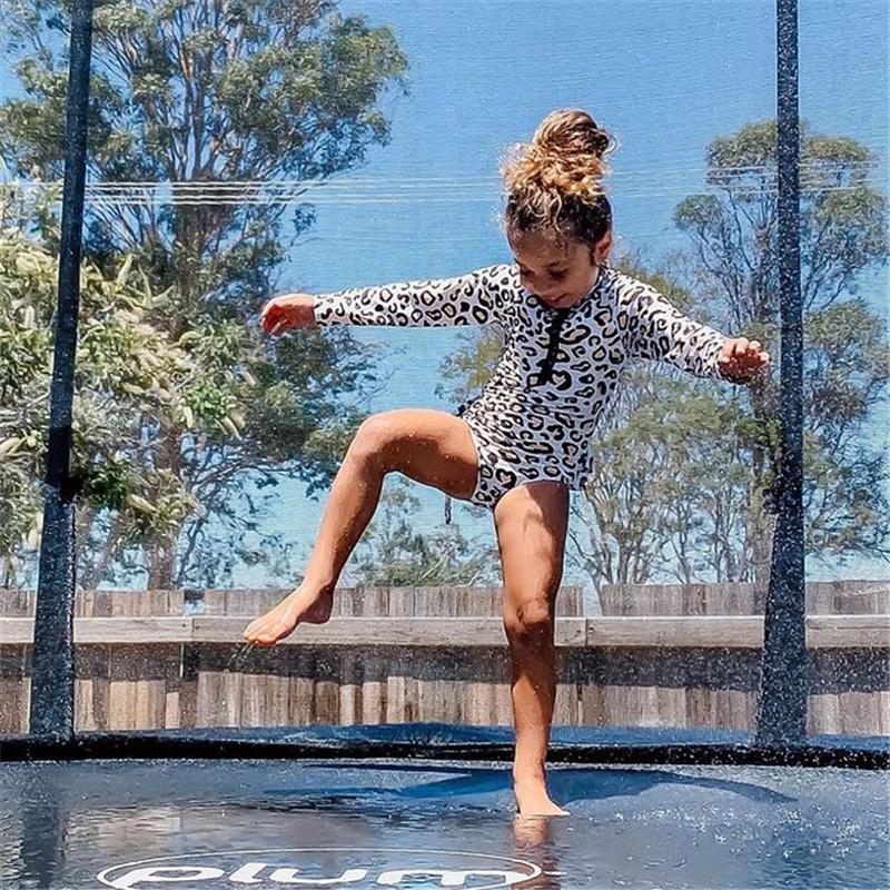 

One-Pieces Kid Baby Girl Bikini Swimsuit One-piece Fashion Long Sleeve Leopard Print Zipper Bodysuit Swimwear Swimming Bathing Suit, Black