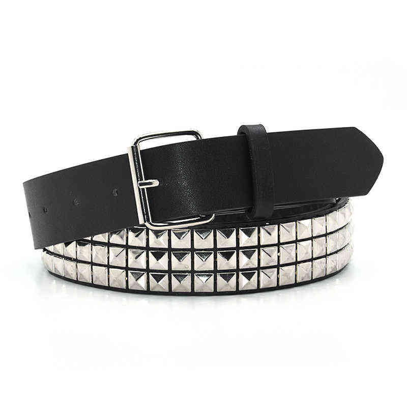 

GAOKE Pyramid Fashion Rivet Belt Men&Women's Studded Belt Punk Rock With Pin Buckle Hardware Jeans Designer Female Waist Belts Y220301, Black