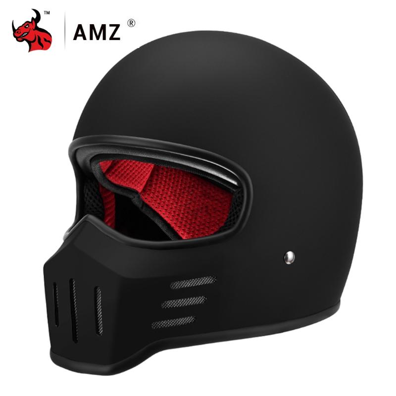 

AMZ Motorcycle Helmet Summer Vintage Motocross Riding Helmet Casco Moto Off-Road Racing Motorbike Full DOT Approved, 900 matte black