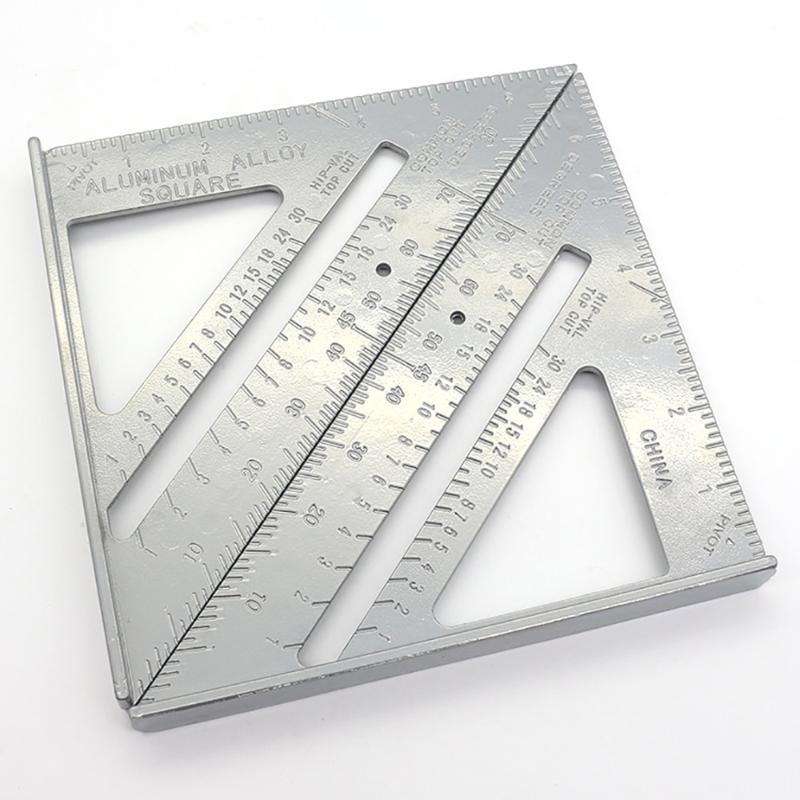 

7 Inch Aluminum Alloy Measuring Ruler Gauges Speed Square Roofing Triangle Angle Protractor Trammel Measuring Tools