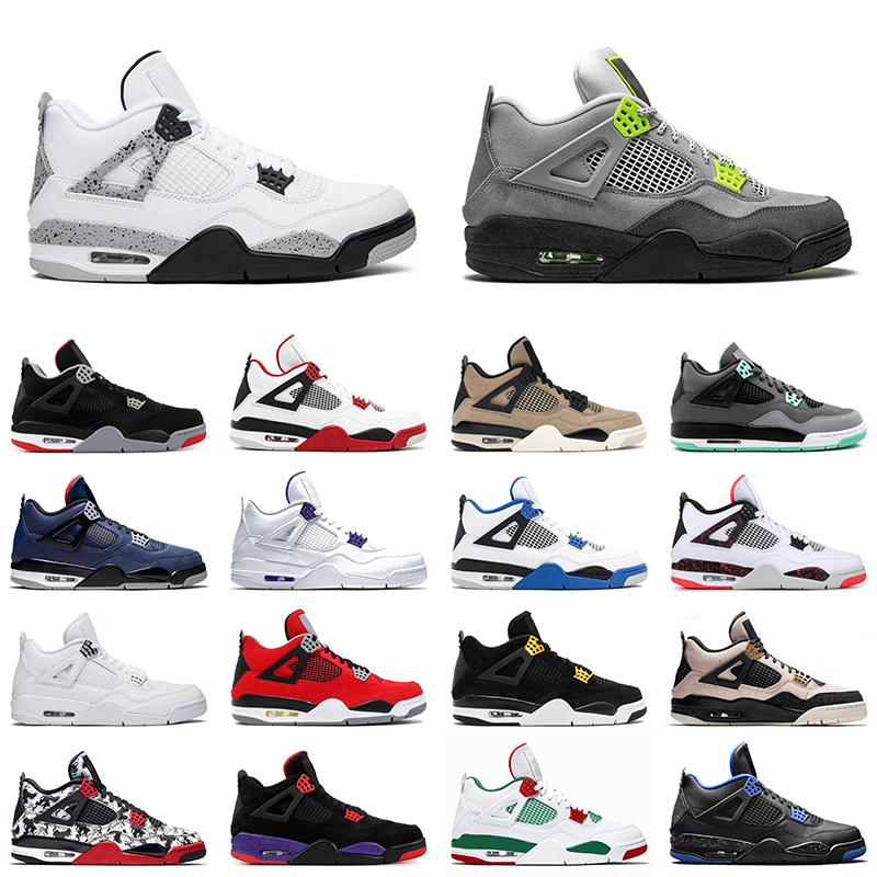 

4 mens basketball shoes 4s white cement neon bred 2020 fire red cool grey black cat men trainer sports sneakers, Single days