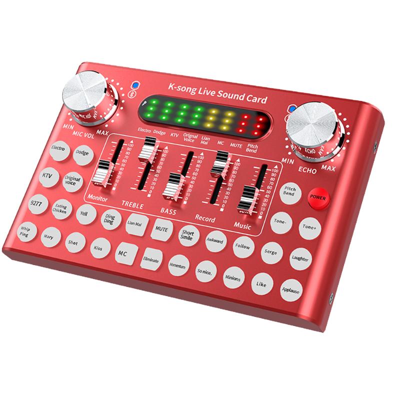 

F8 Universal Changing Cable Sound Card Set Computer Broadcast Aluminium Alloy Live Bluetooth Audio Mixer Karaoke Intelligent