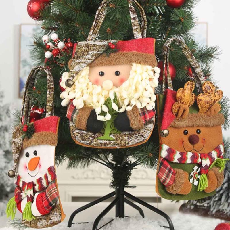 

Christmas Supplies Non-Woven Small Candy Gift Bag Printing Santa Claus Snowman Elk Hand-Held Christmas Party Decorations1