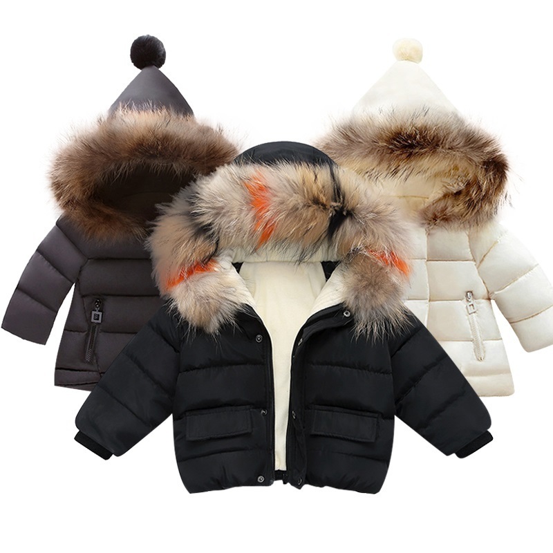 

Fashion Christmas Outerwear Winter boys and Girls Fur Down Clothing 90% Children's Down Jacket Newborn coat LJ201017, Dark blue
