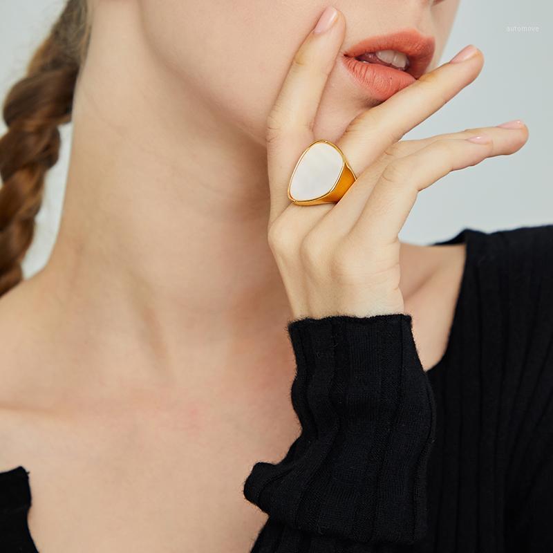 

Titanium Shell Geo Statement Rings Women 361L Stainless Steel Jewelry Runway Punk Party Designer Gothic Cocktail Party Japan Top1