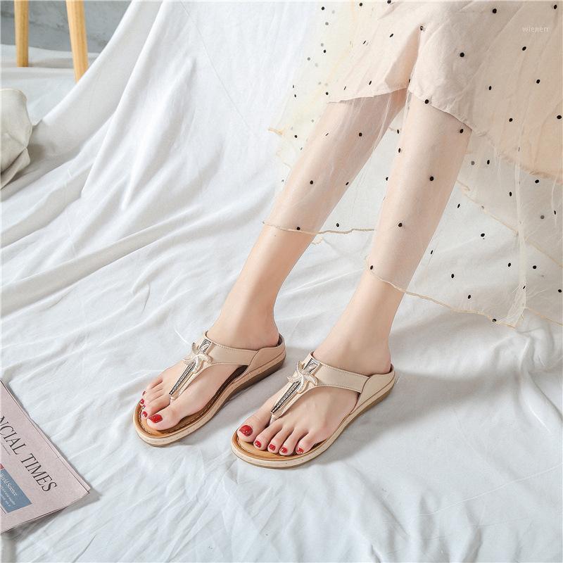 

women summer flats shoes woman PU leather flip thong slides slippers outdoor bohemia durable sandalias mujer sapato femininoD7541, Blue