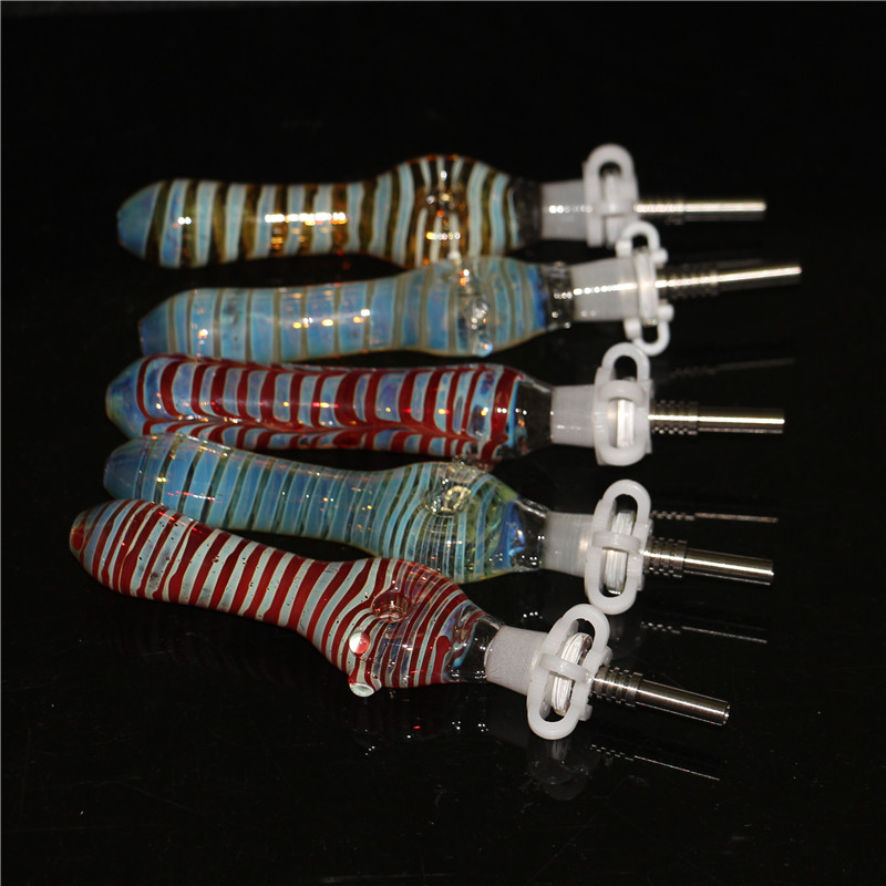 

Glass Nectar Collector Dab Straw Pipes with 10mm quartz tips Oil Rigs Silicone Smoking Pipe glass pipe smoking accessories dab rig