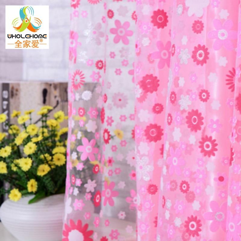 

1PCS/Lot Window Curtain Panel Floral Sheer Screening Transparent Living Room Fabric Tulle Voile, Red for hooks