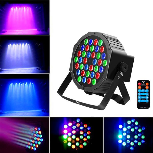 

Hot sale 36W 36-LED RGB Remote/Auto/Sound Control DMX512 High Brightness Mini DJ Bar Party Stage Lamps *4 High quality Stage Par Lights