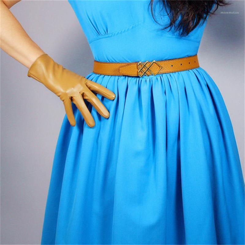 

21cm Short Leather Gloves Basic Simulation Leather Imitation Sheepskin Imitation Camel Color Nude Color 3-PUTS211