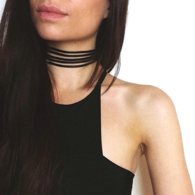 

Chokers Fashion Punk Gothic Black Suede Choker Necklace For Women Leather Velvet Collares Vintage