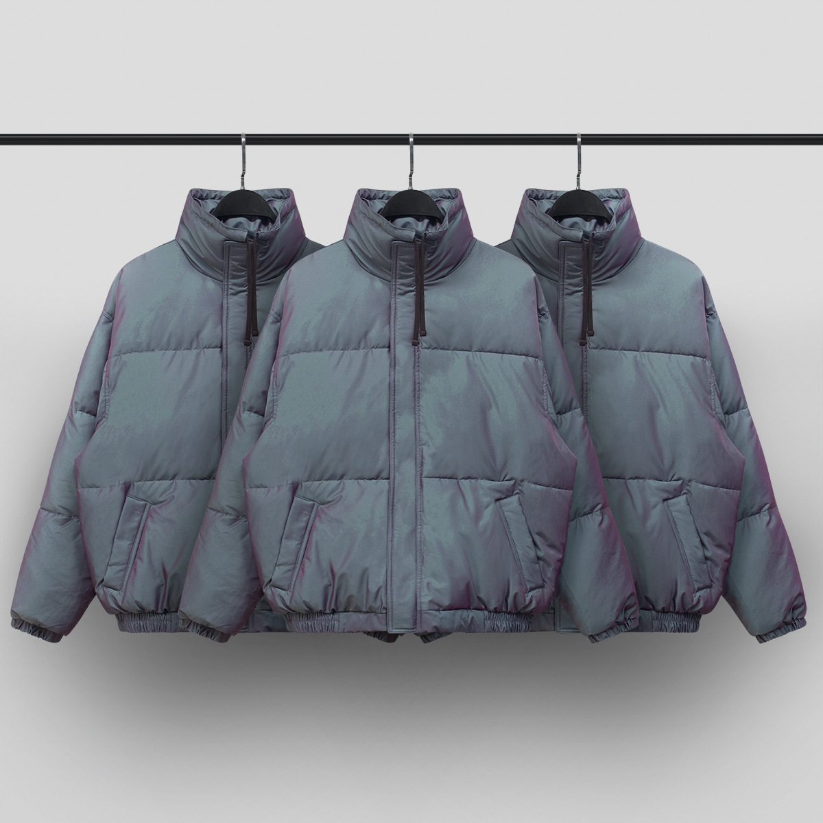 

2022 Fashion Men Women Down Jacket Couples High Neck High Street Warm Bomber Jacket Thick Cotton Padded Coats, Black