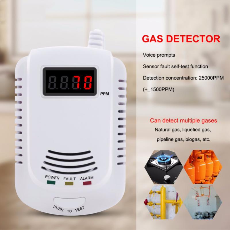 

Home Kitchen Security Combustible Gas Detector LPG LNG Coal Natural Gas Leak Alarm Sensor With Voice Warning Alarm Safety