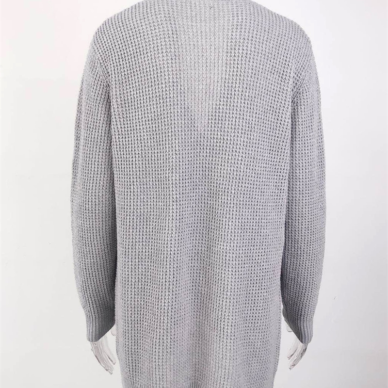 

VITIANA Women Casual Knitted Long Cardigan For Womens Autumn Female Long Sleeve Gray Knit Cardigans Woman Black Sweater 201203, White