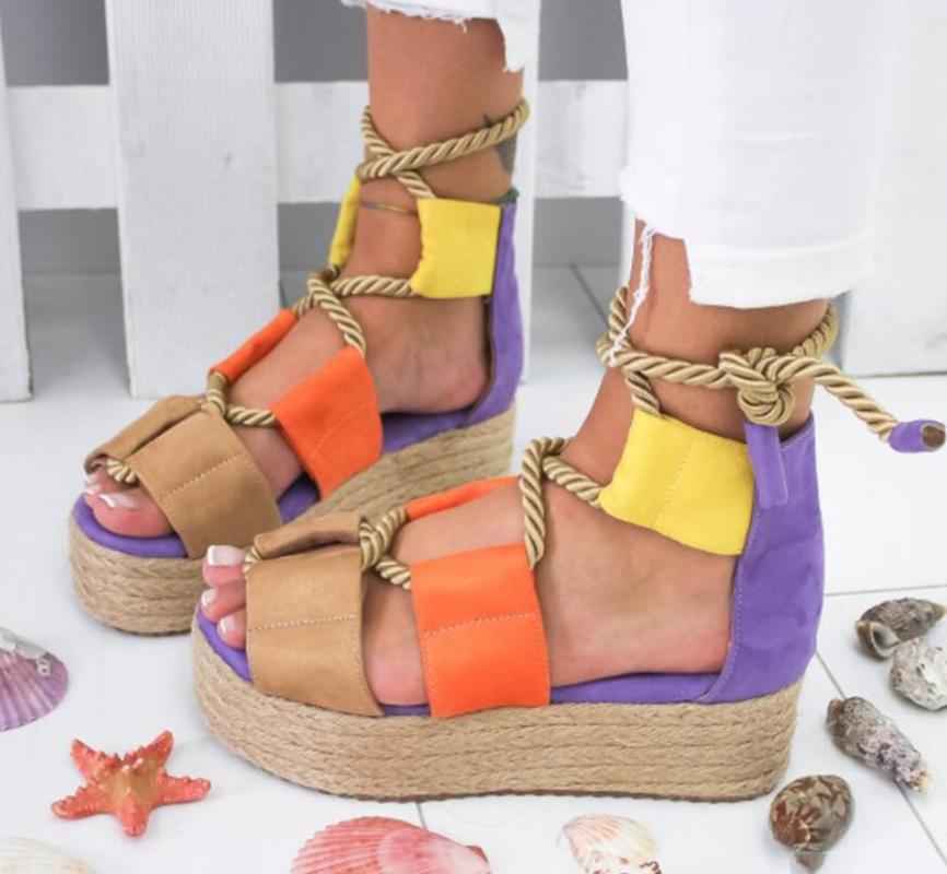 

Women Summer Sandals Female Lace-up Platform Fashion High Heel Sandals Fashion Ankle Strap Open Toe Ladies Shoes Size, Yellow