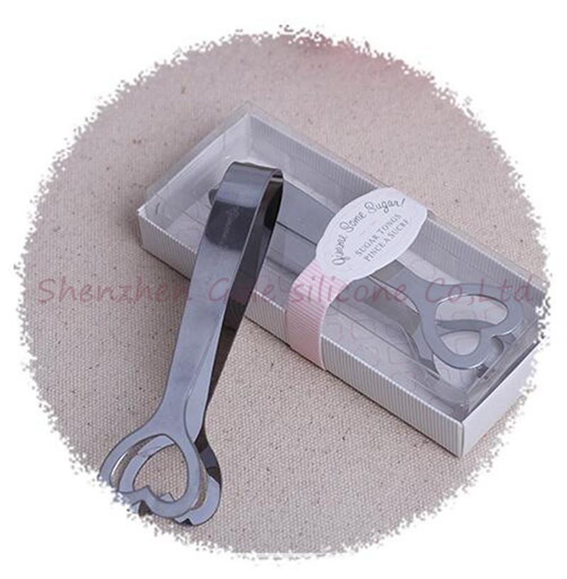 

150pcs tongs Cut Love Heart Gift Stainless steel heart-shaped sugars clip Wedding Party Favor gifts for guests