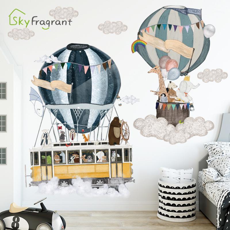 

Cartoon ins hot air balloon travels wall stickers self-adhesive home bedroom wall decor kids room sticker baby room decoration1