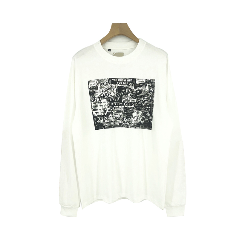 

21fw USA Movie Poster Skateboard High Street T shirt Men Women Cotton Long Sleeve casual streetwear Tshirt Tee, White tee