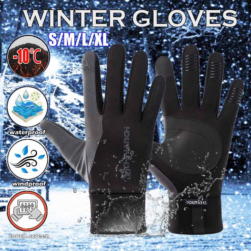 

Thermal Ski Gloves Men Women Winter Skiing Fleece Gloves Unisex Outdoor Sports Waterproof Windproof Screen Induction Glove, Black