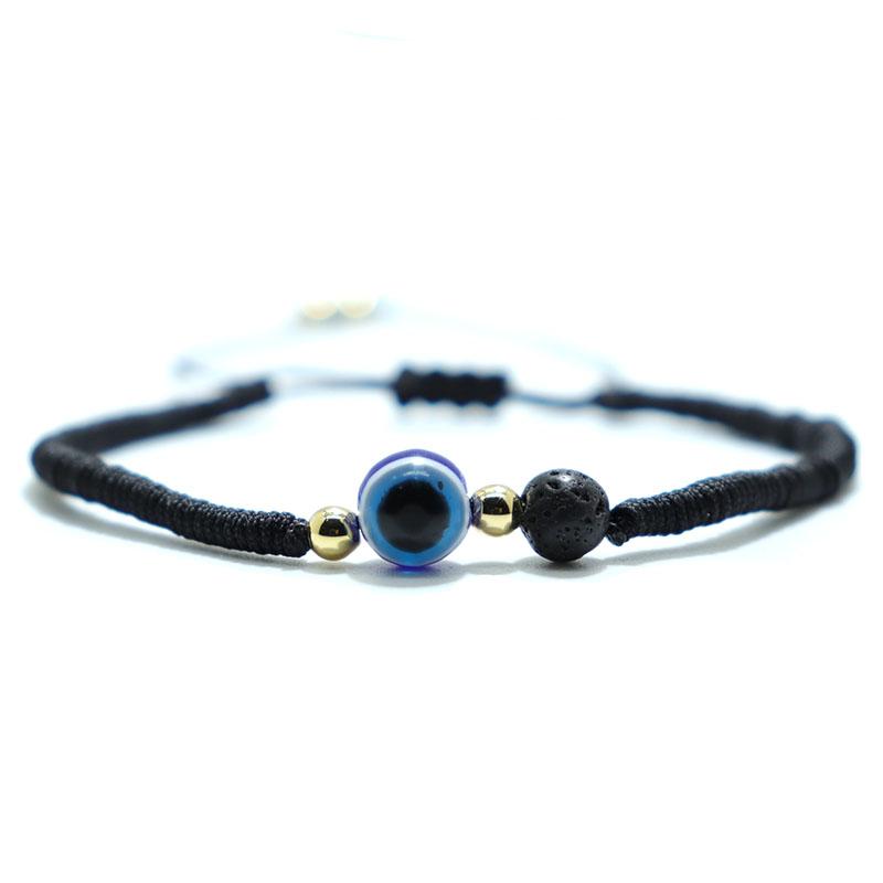 

Charm Bracelets Noter Handmade Braided Black Red Thread Bracelet For Hombre Women Gothic Evil Eye Braslet 100% Natural Lava Stone Braclet Gi