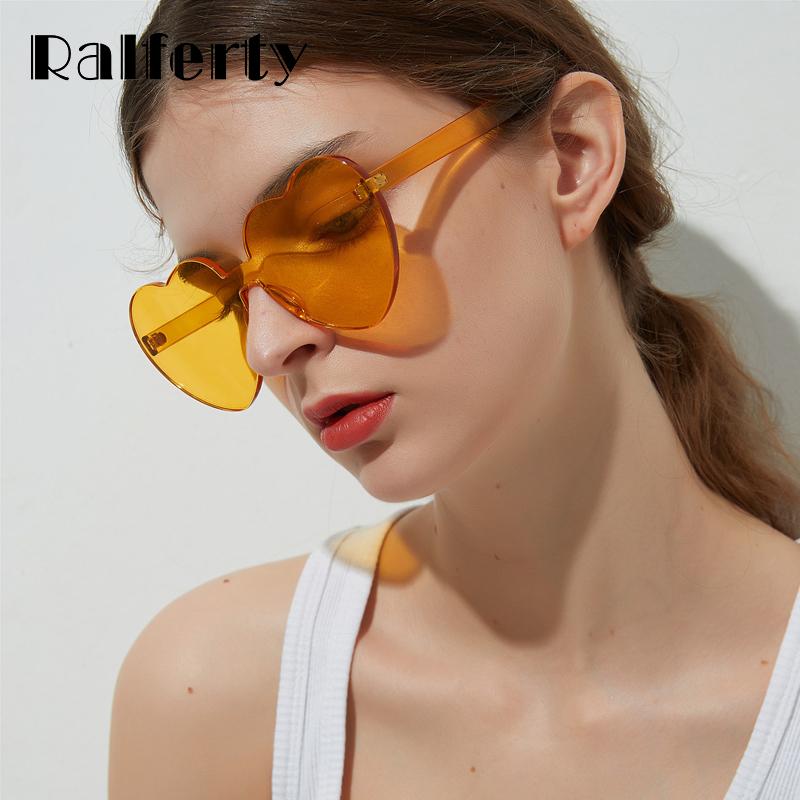 

Ralferty Heart Shaped Sunglasses Women Retro Red Yellow Pink Color Sun Glasses For Women Trendy Sunnies Sunglases W008