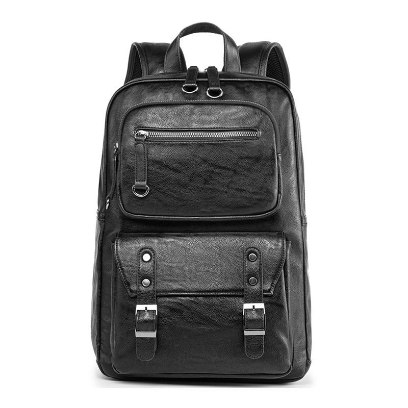

Men Backpack 19 inch Laptop backpack pu Leather Backpacks for Teenager Men Casual Large Capacity Travel Bags, Black
