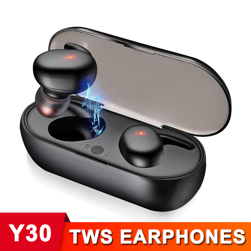 

Y30 Bluetooth Wireless TWS Earphone 5.0 Sport Bluetooth Headset Earbuds Handfree Portable with Charging Box 3D Stereo Sound, White