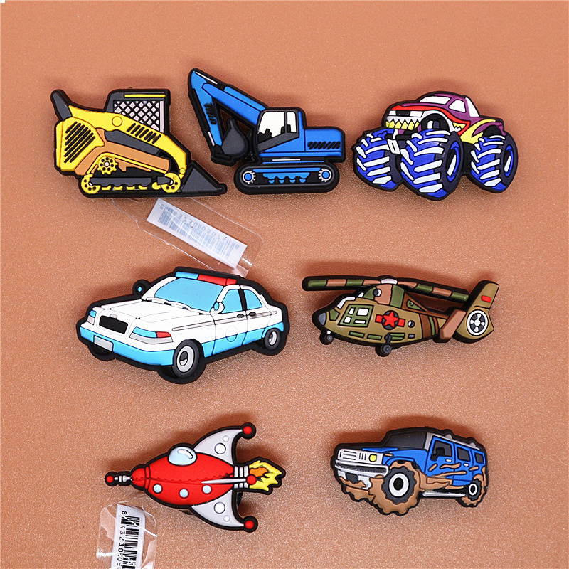 

PVC Car Shoe Buckle Accessories Cute Excavator Aircraft Shoes Decoration Charms Bracelets Kids Gifts
