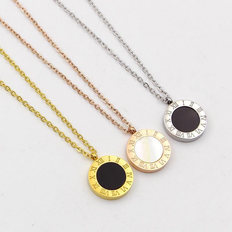 

Black and white letter necklace,round Roman numerals, titanium steel, fashion jewelry accessories wholesale,KA511051