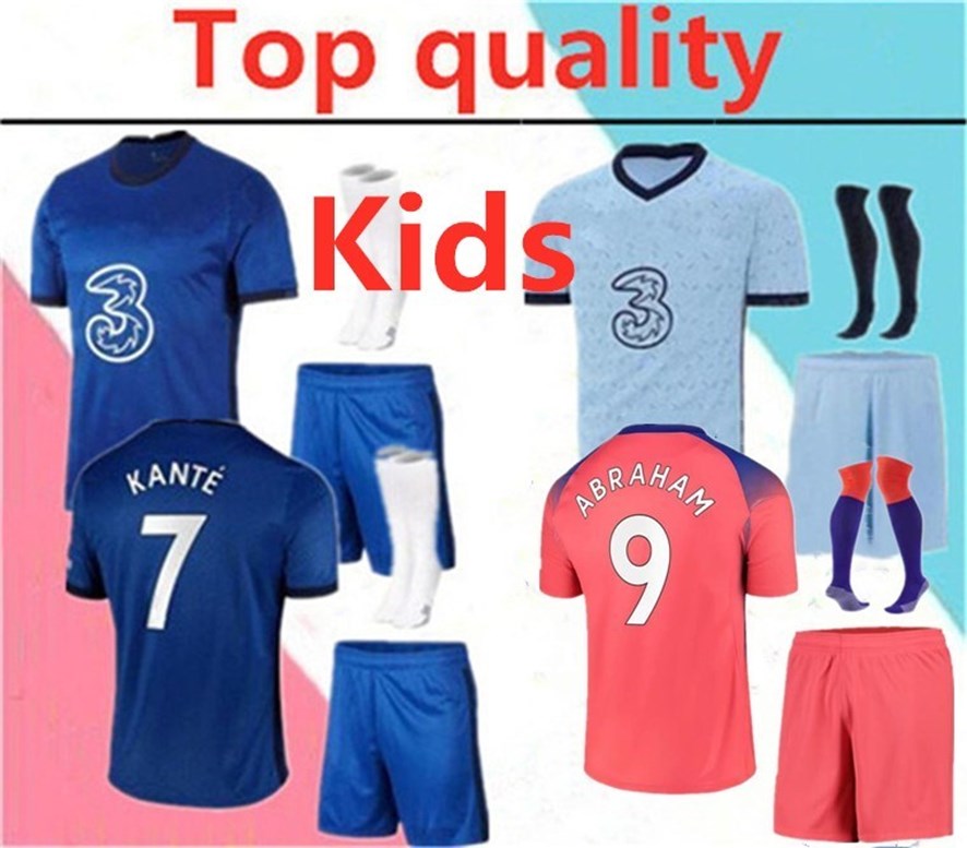 

2021 JORGINHO HAZARD GIROUD kids soccer jersey full KITS 20/21 FABREGAS WILLIAN HIGUAIN MORATA KANTE football shirt kits with socks, Blue