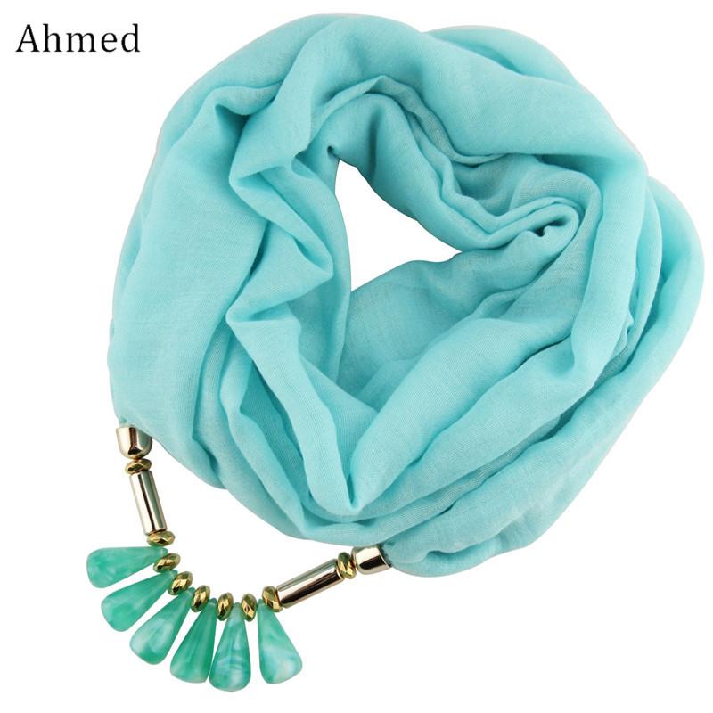 

Ahmed Fashion Jewelry Resin Water Droplets Pendant Bali Yarn Scarf Necklace For Women New Statement Necklaces Collier Femme