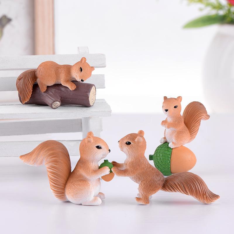 

4pc Cute Squirrel Elf Statue Animal Model Figurine Home Ornament Glass Decor Miniature Craft DIY Garden Fairy Decoration1