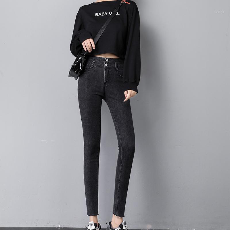 

Thin Leggings Women High Waist Straight Jeans Female Jeansy Streetwear Skinny Trousers Lady Students Fall Pencil Length Pants1, Blue