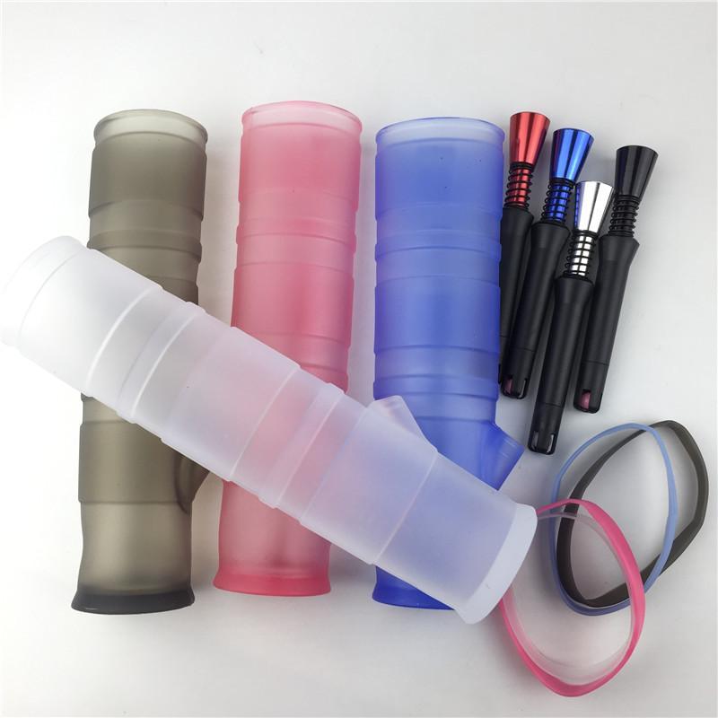 

Silicone water pipe folded and portable with 6 different color plastic bong double filter silicone oil rig for smoking
