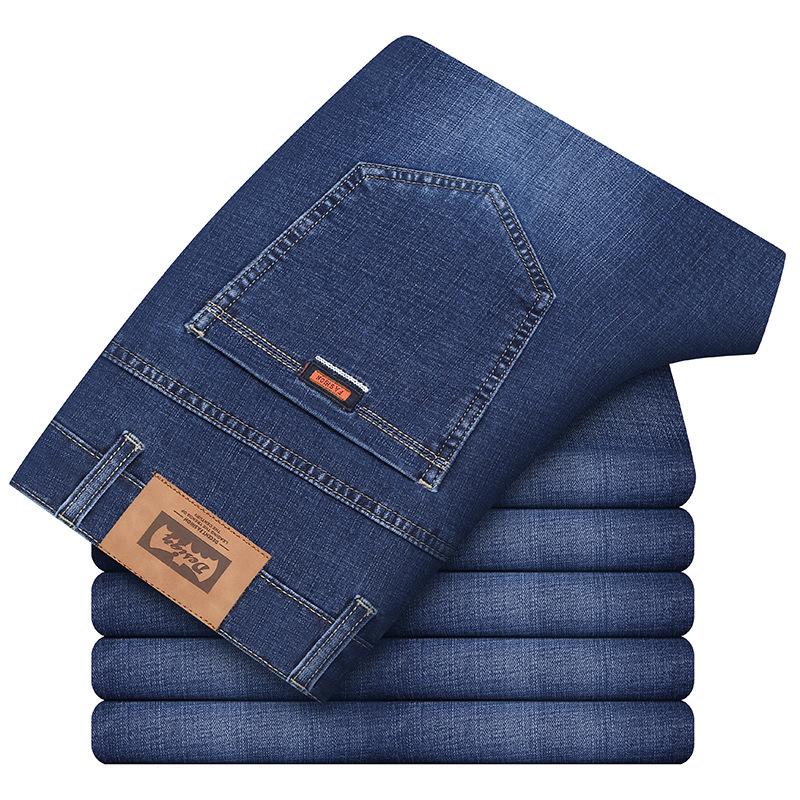 

New Men's Trousers Slim Elastic Cotton Jeans Fashion Business Classic Casual Style Autumn Winter Jeans Denim Pants Size 42,8097, Black