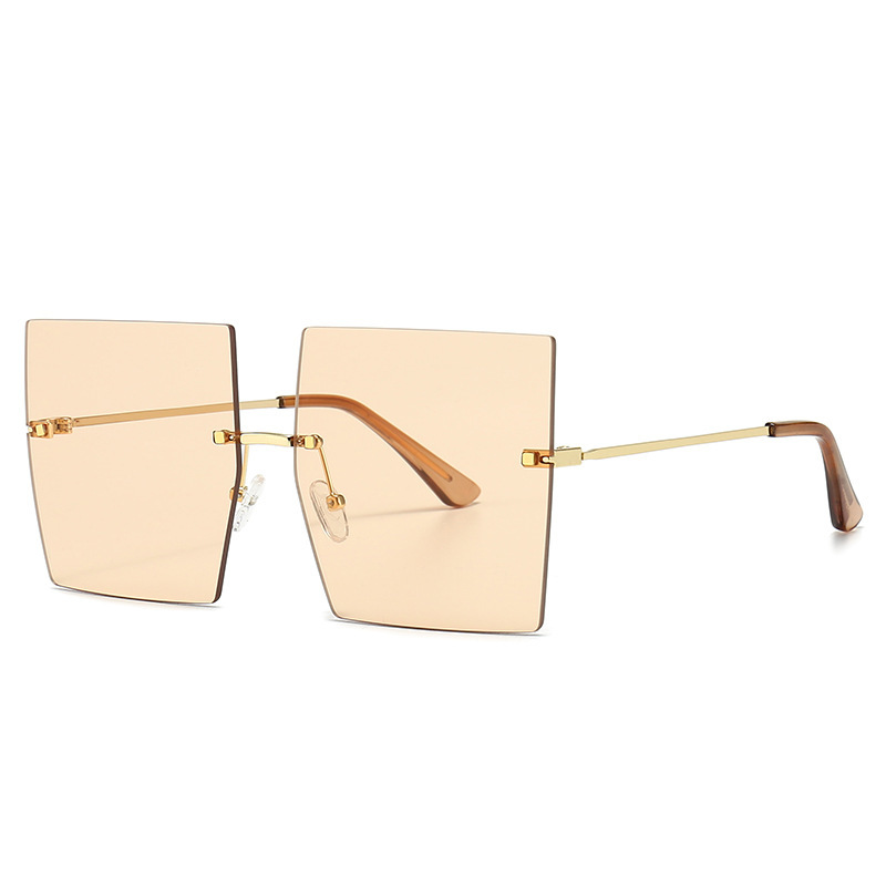 

Brand Designers Multicolor Gradient Lens Broad Square Lens Glassess No Frame Golden Thin Frame Sunglasses Fashion Sun Glasses