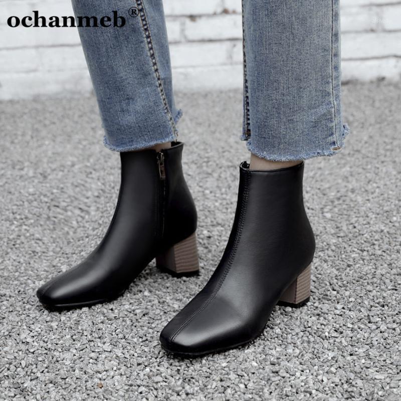 

Size 30-51 Women's Handmade PU Leather Ankle Boots Fall Shoes Woman Black Nude Square Toe Short Boot Ladies Autumn Winter Bootie1