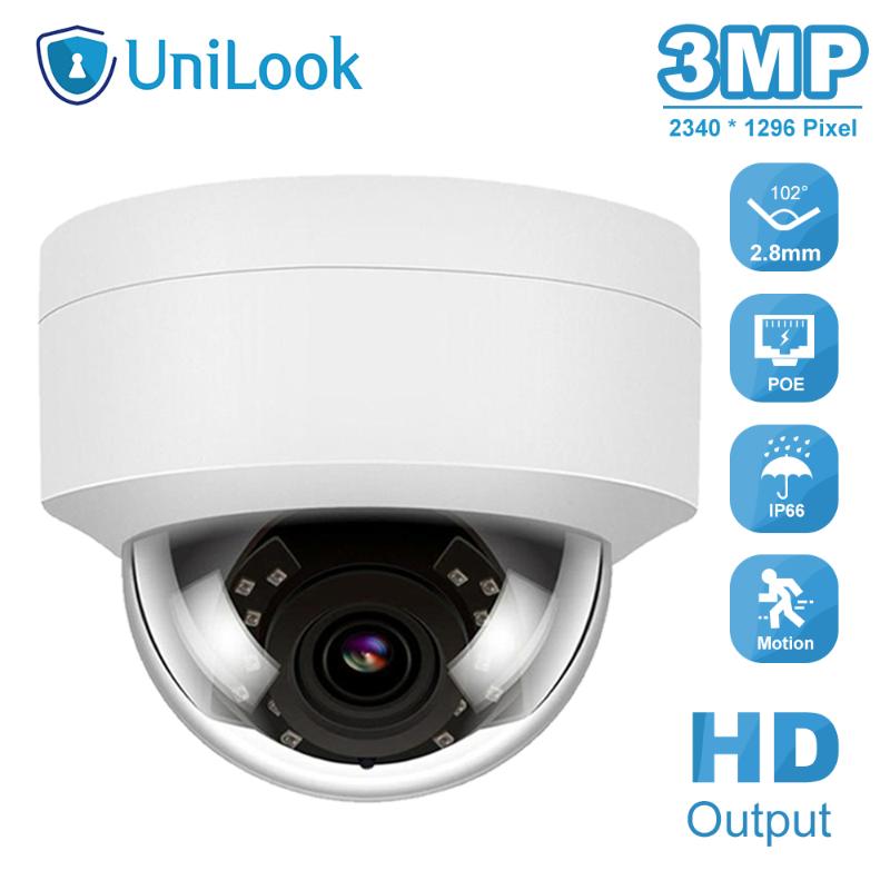

UniLook 3MP Dome POE IP Camera Outdoor Nightvision IR 30M Motion Detection Weatherproof IP66 Hikvision Compatible ONVIF H.265