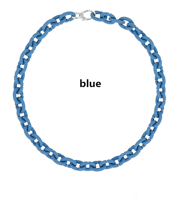 

Grand Tidal Mark Blue Rubber Necklace Hip Hop Bracelet and Trend Chain Clavicle Star Same Paragraph Vt42