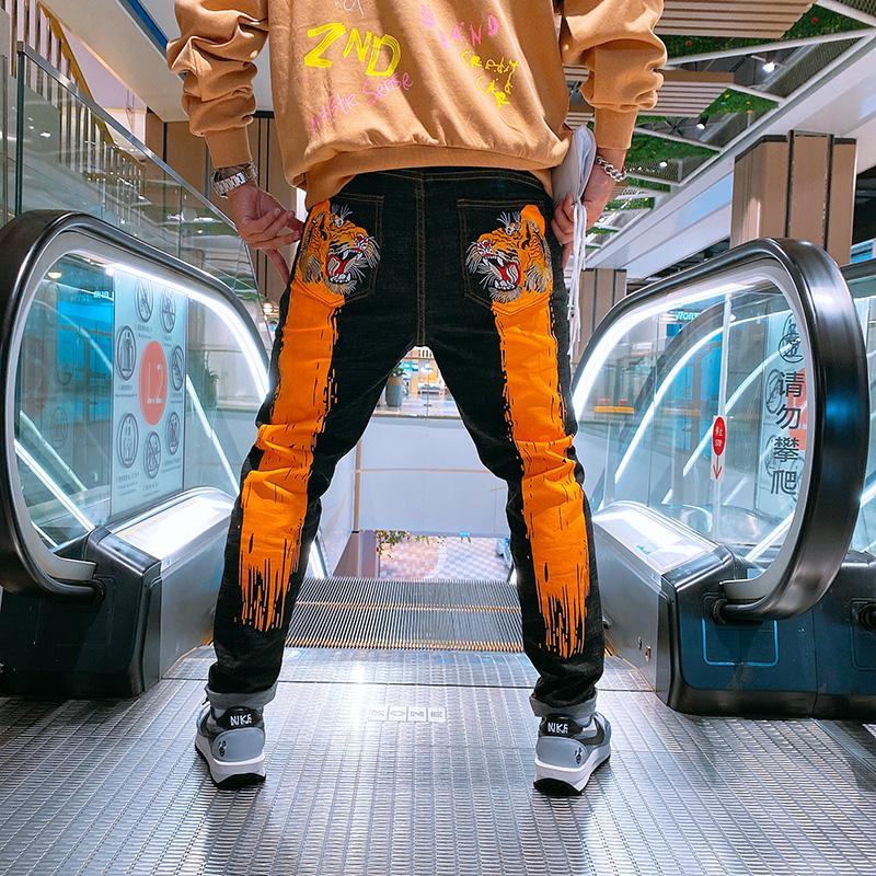 

HK10198 Fashion Men's Jeans 2020 Runway European Design party style Men's Clothing, As pic