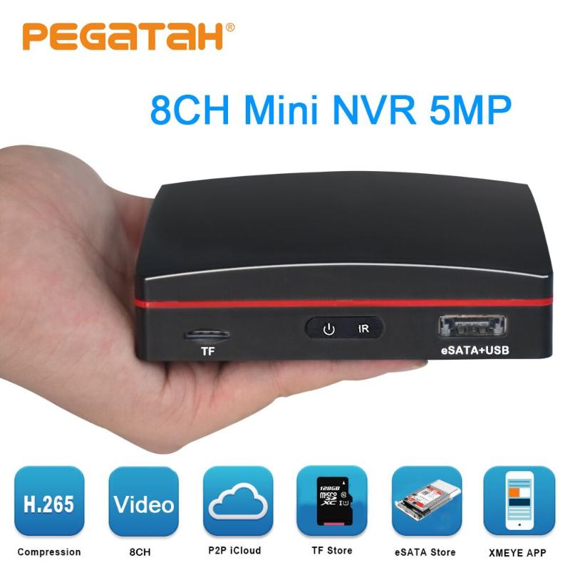 

8ch H.265 5MP MINI NVR Remote Control Network Video Record for CCTV Camera 5MP IP Camera Support P2P eSATA TF Slot USB Mouse
