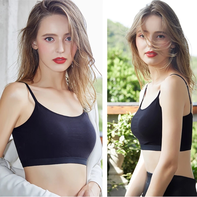 

Comfortable Modal Tube Top With Padded Tanks Cotton Camisoles Soft Tops Wireless Bralette Seamless Top Female Lingerie, Black