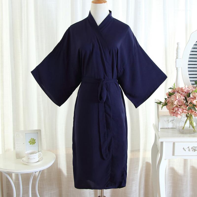 

Sexy Navy Blue Sleepwear Lady Home Clothing Cotton Kimono Bathrobe Gown Long Soft Nightwear Intimate Lingerie Novelty Nightgown1, Robe