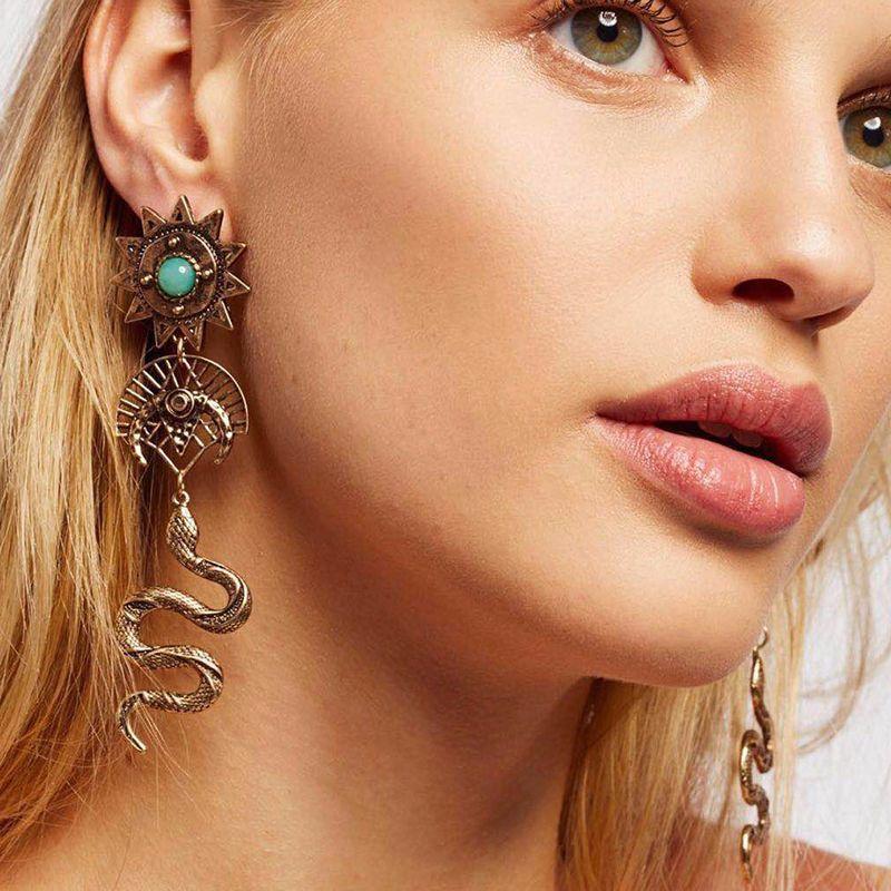 

High Quality Exotic Ethnic Style Earrings Egyptian Earrings Sun Pharaoh Snake Long New For Women Girl Lady Female Punk