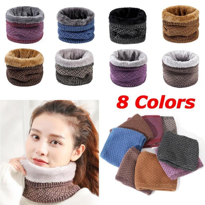 

Fashion Winter Scarf Women Knitted Ring Scarves For Men Fleece scarf Collar Scarves Warm Neck Soft Warp Male Snood R7H0