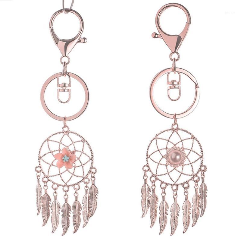 

1 Pcs Innovative Korea Style Rose Gold Dream Catcher Key Chain Bag Metal Pendant Girl Gift Durable Home Decorative Ornaments1