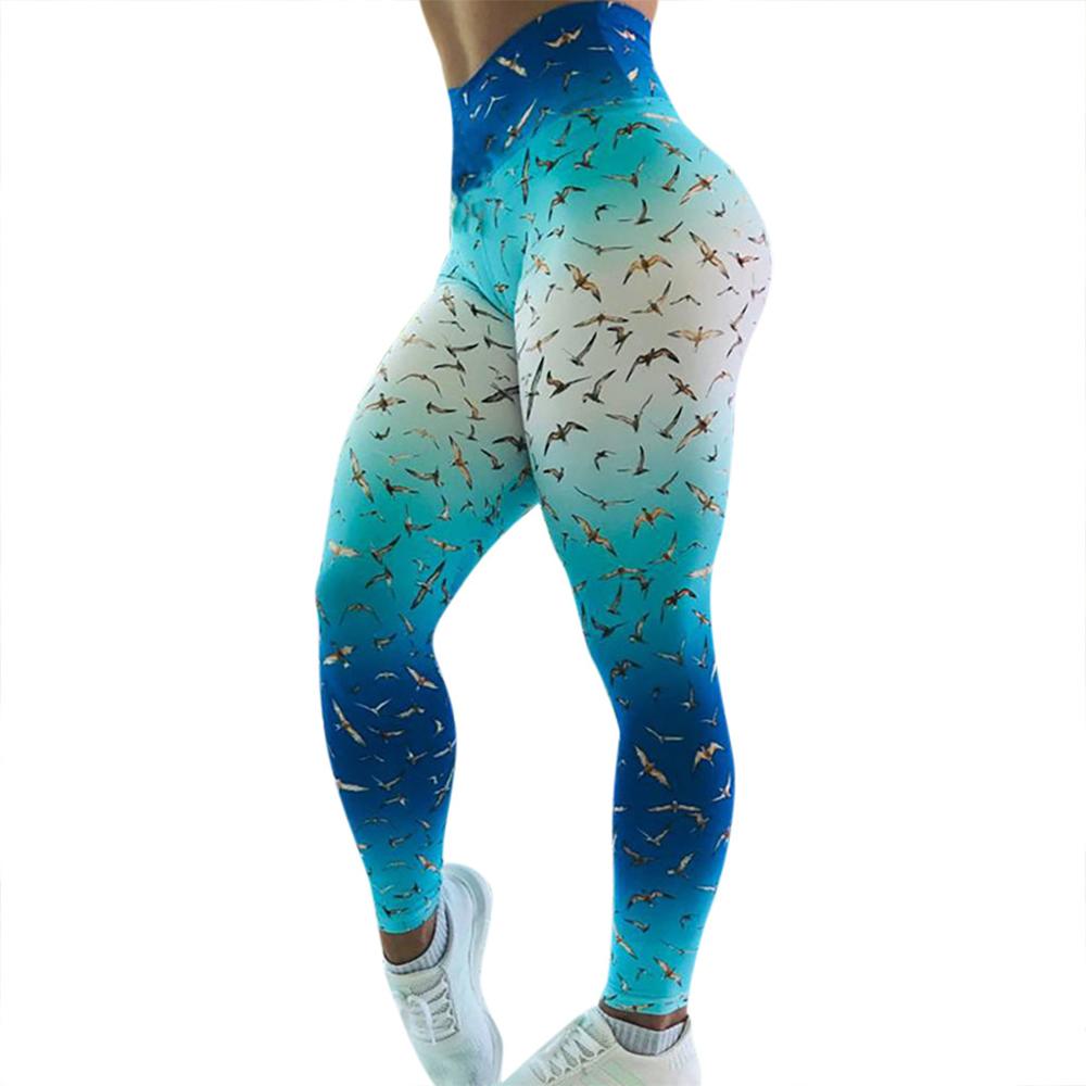 

Fitness Gym High-waist Hip Stretch Leggings Pants Ladies' Printed Underpants Running Yoga Pants Leisure Sexy Trouser, As pic