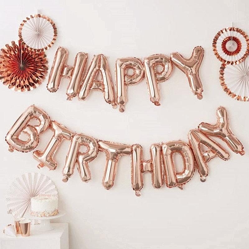 Happy Birthday Decoration Balloons Rose Gold Letter Foil Ballons Birthday Party Decor Alphabe Globos Balon Anniversaire-image-594457707